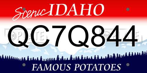 QC7Q844 Idaho License Plate