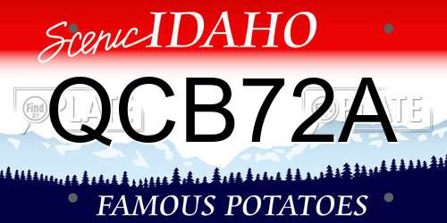 QCB72A Idaho License Plate
