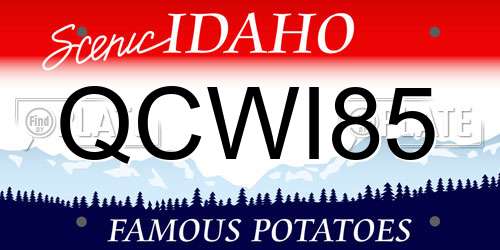 QCWI85 Idaho License Plate