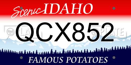 QCX852 Idaho License Plate