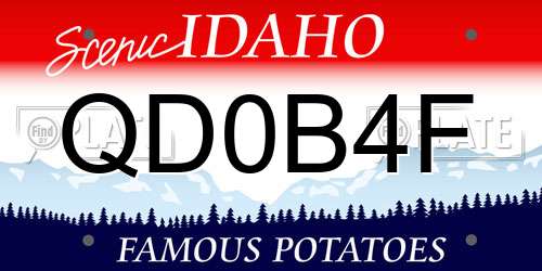 QD0B4F Idaho License Plate