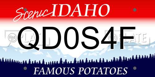QD0S4F Idaho License Plate