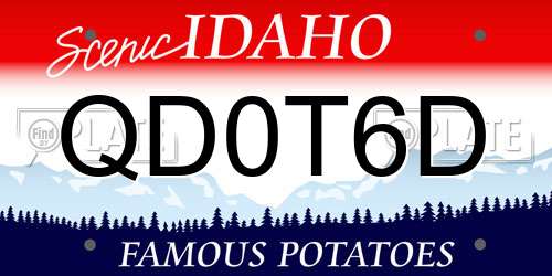 QD0T6D Idaho License Plate