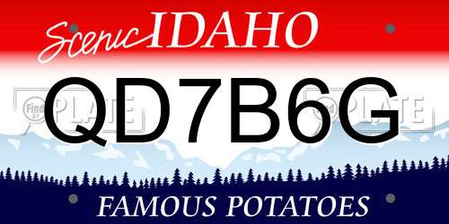 QD7B6G Idaho License Plate