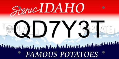 QD7Y3T Idaho License Plate