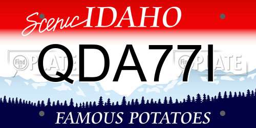 QDA77I Idaho License Plate