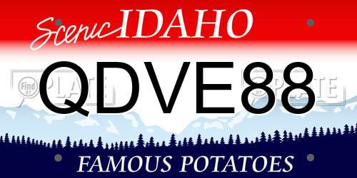 QDVE88 Idaho License Plate
