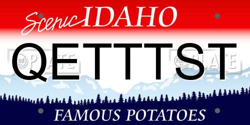 QETTTST Idaho License Plate