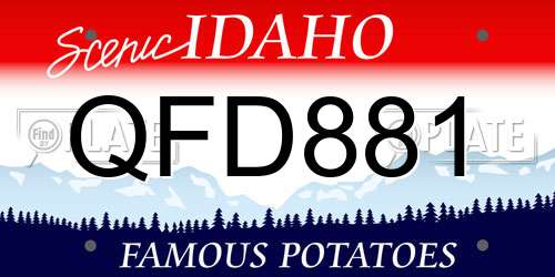 QFD881 Idaho License Plate