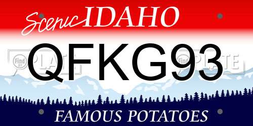 QFKG93 Idaho License Plate
