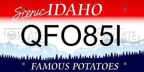 QFO85I Idaho License Plate