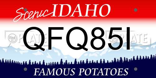 QFQ85I Idaho License Plate