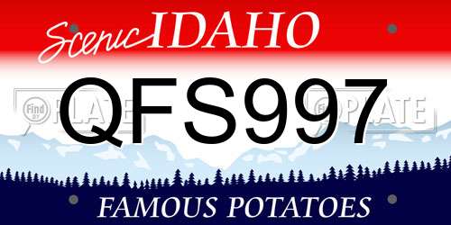 QFS997 Idaho License Plate