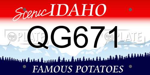 QG671 Idaho License Plate
