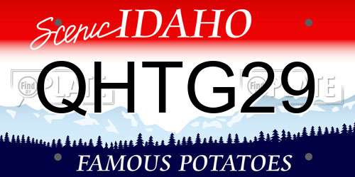 QHTG29 Idaho License Plate