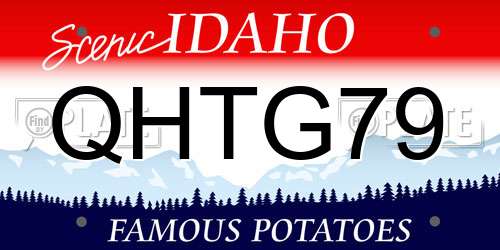 QHTG79 Idaho License Plate