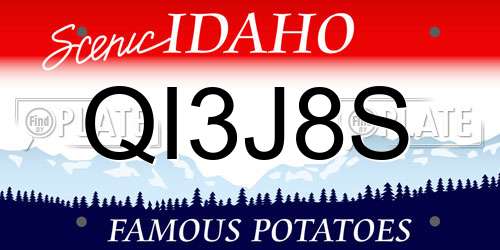 QI3J8S Idaho License Plate