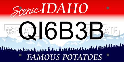 QI6B3B Idaho License Plate