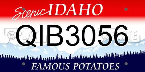 QIB3056 Idaho License Plate