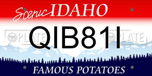 QIB81I Idaho License Plate