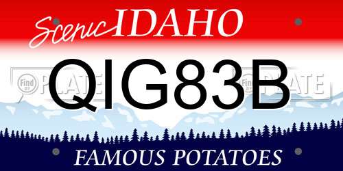 QIG83B Idaho License Plate