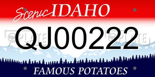 QJ00222 Idaho License Plate