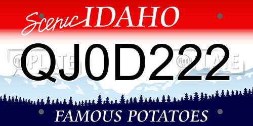 QJ0D222 Idaho License Plate