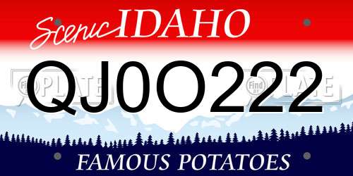 QJ0O222 Idaho License Plate