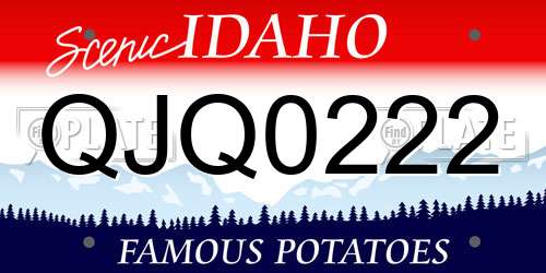 QJQ0222 Idaho License Plate