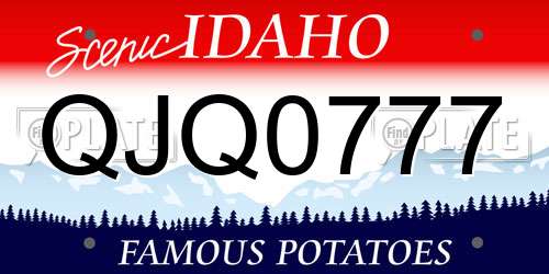 QJQ0777 Idaho License Plate