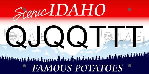 QJQQTTT Idaho License Plate