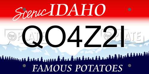 QO4Z2I Idaho License Plate
