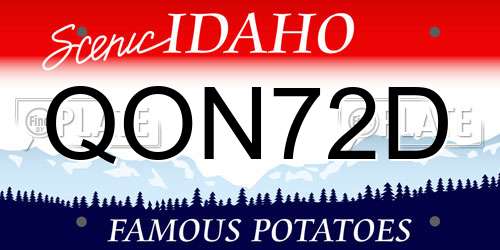 QON72D Idaho License Plate