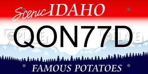 QON77D Idaho License Plate