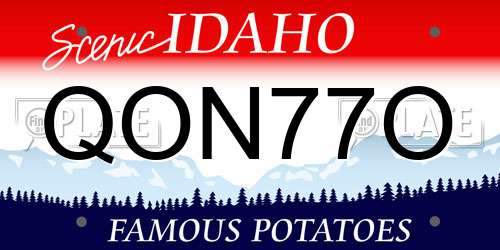 QON77O Idaho License Plate