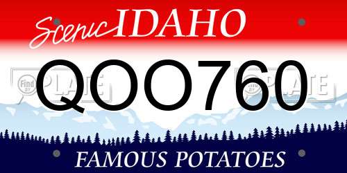 QOO760 Idaho License Plate