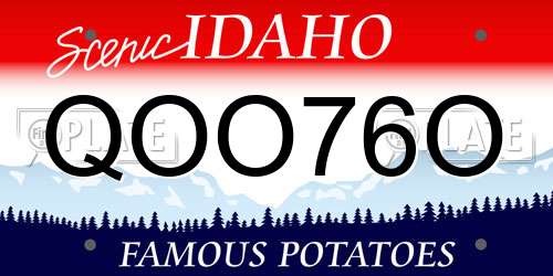 QOO76O Idaho License Plate