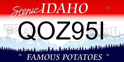 QOZ95I Idaho License Plate