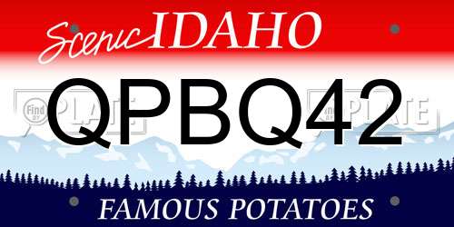 QPBQ42 Idaho License Plate