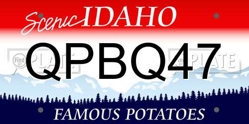 QPBQ47 Idaho License Plate