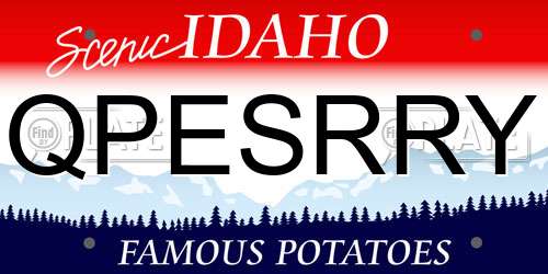 QPESRRY Idaho License Plate