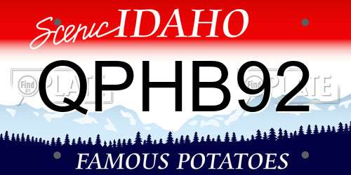 QPHB92 Idaho License Plate