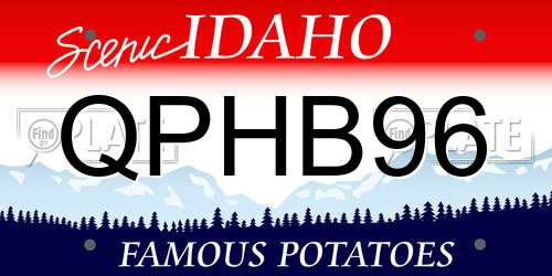 QPHB96 Idaho License Plate