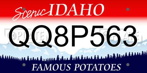 QQ8P563 Idaho License Plate
