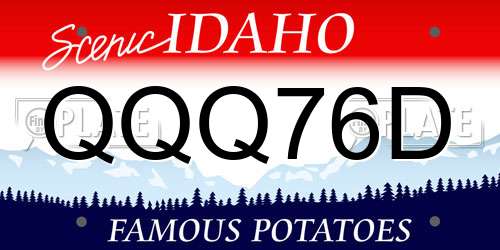 QQQ76D Idaho License Plate
