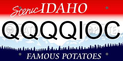 QQQQIOC Idaho License Plate