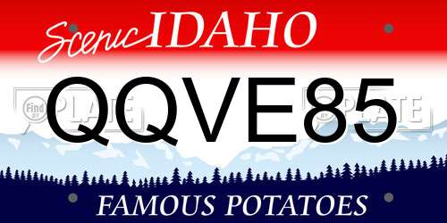 QQVE85 Idaho License Plate