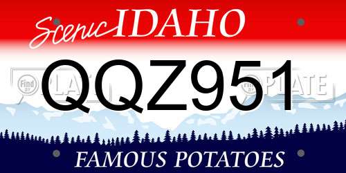 QQZ951 Idaho License Plate
