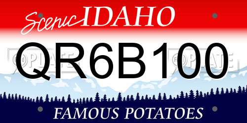 QR6B100 Idaho License Plate