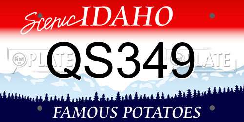 QS349 Idaho License Plate
